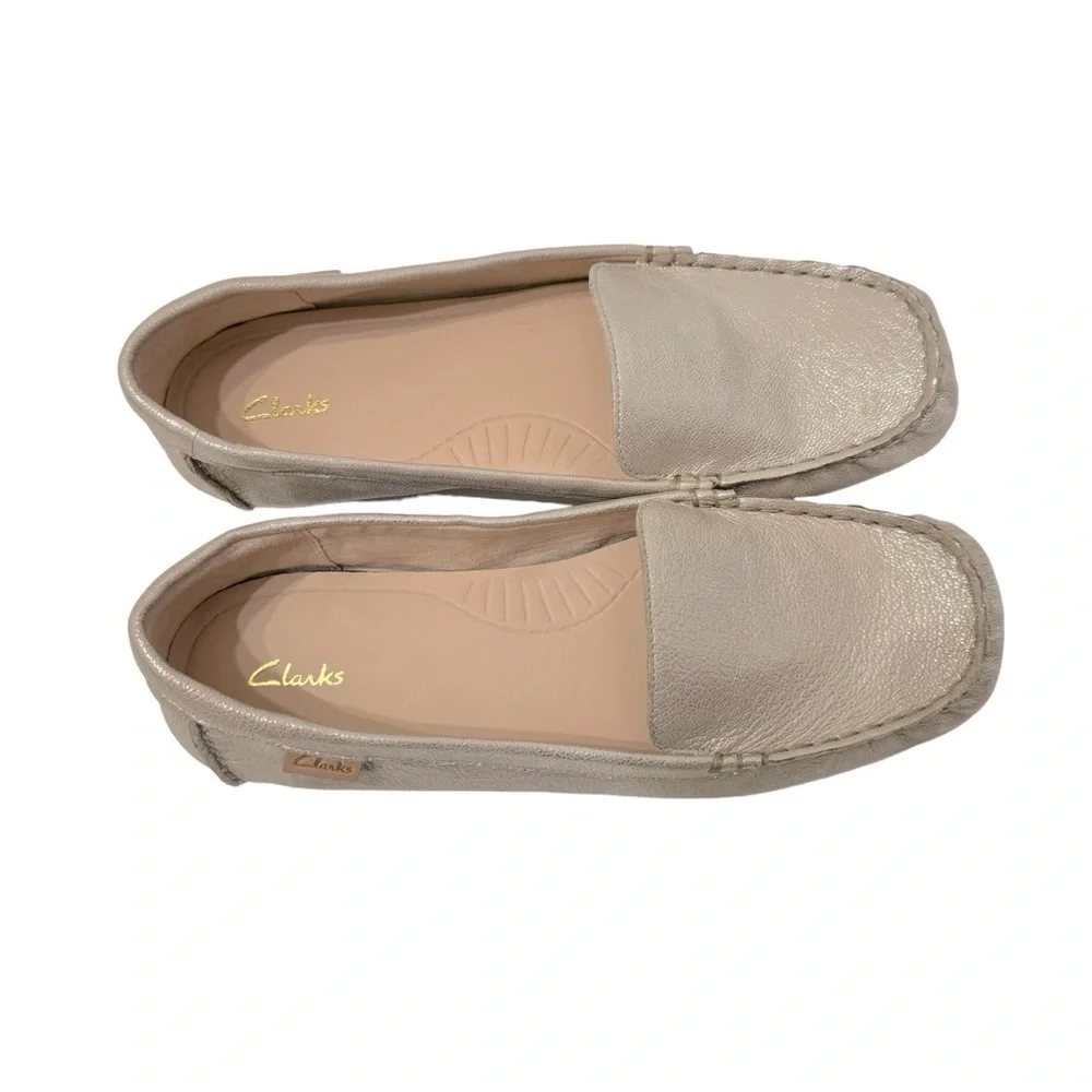Clarks Women's Freckle Walk Mule, Champagne Leather Flats‎ Sz 9